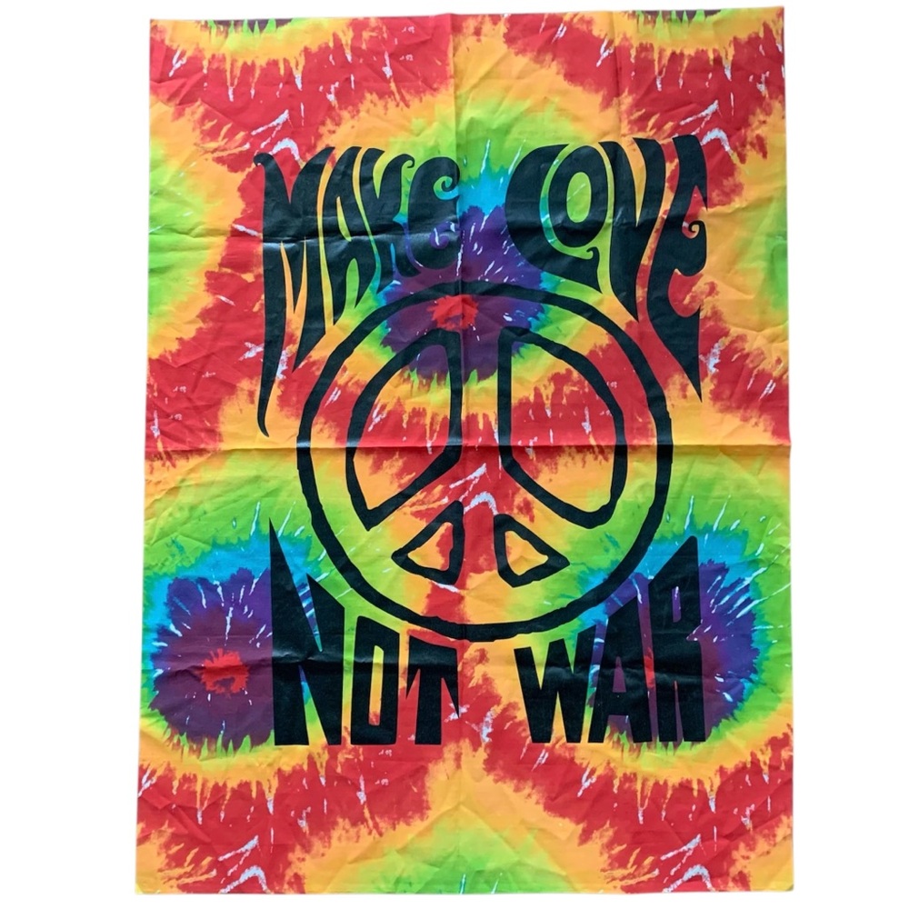 Make Love Not War Tapestry Tie Dye Wall Decor Banner NWOT